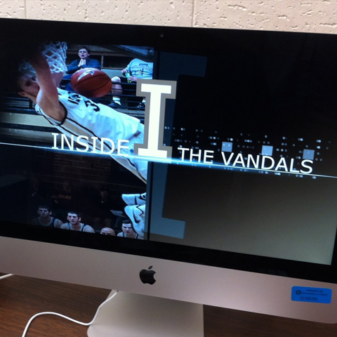 The screen of a Macintosh showing the title screen for Inside the Vandals