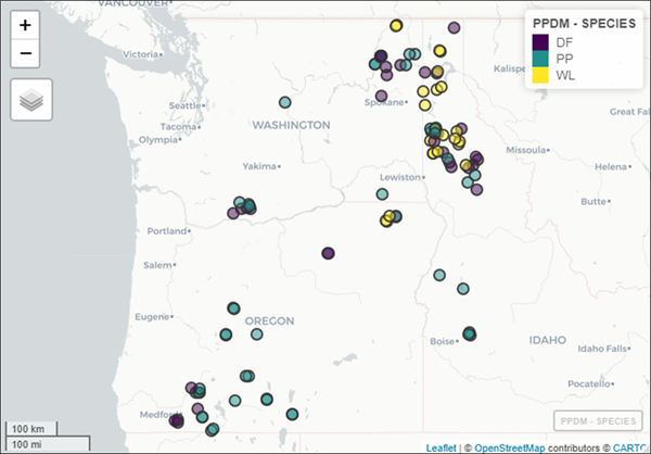 Density management plot network across the Inland Northwest, US
