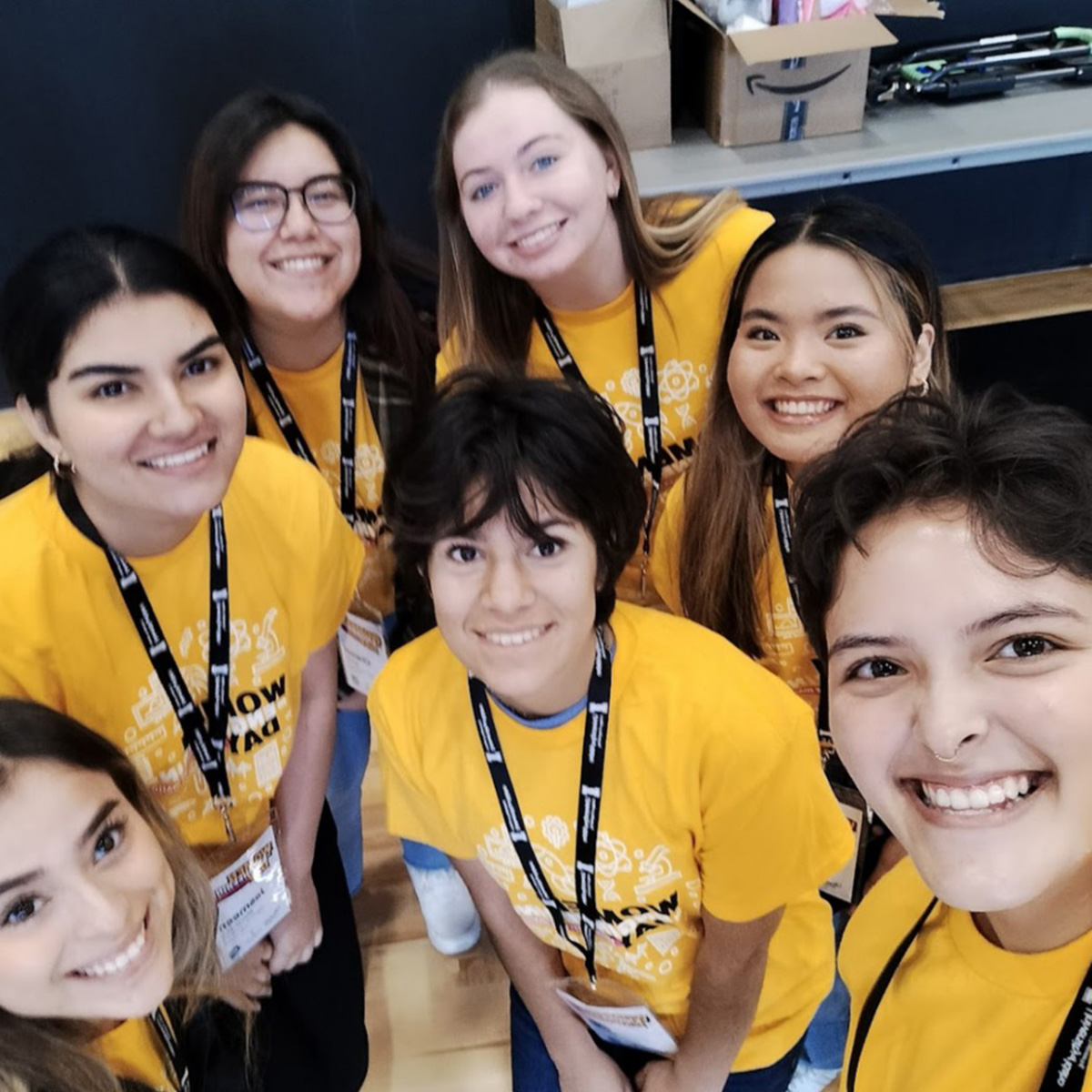 selfie with Angelica Vasquez and 5 other female engineers.