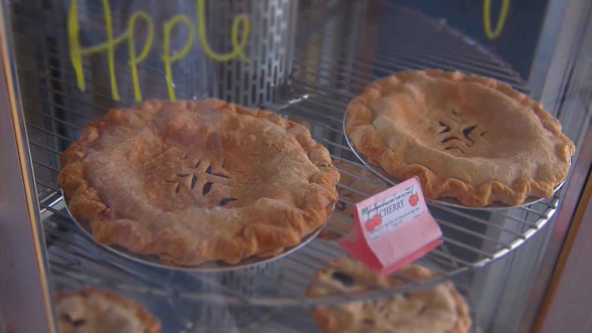 display of apple pie