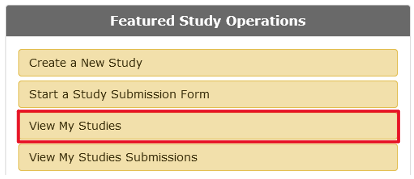 Four menu items with an item titled "View My Studies" highlighted.