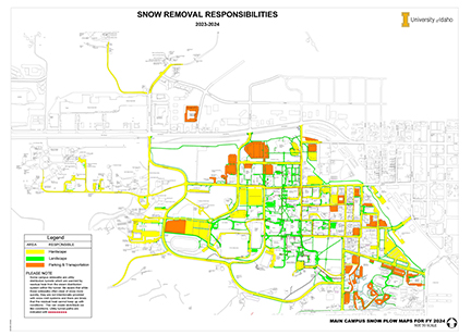 Map of streets, parking lots, main sidewalks removal responsibilities