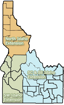 State of Idaho showing different cereal crop growing regions