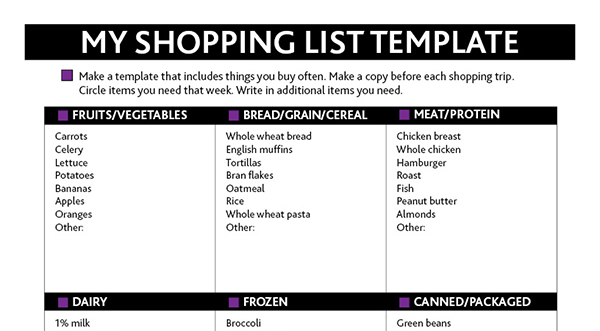 preview of Shopping List Template