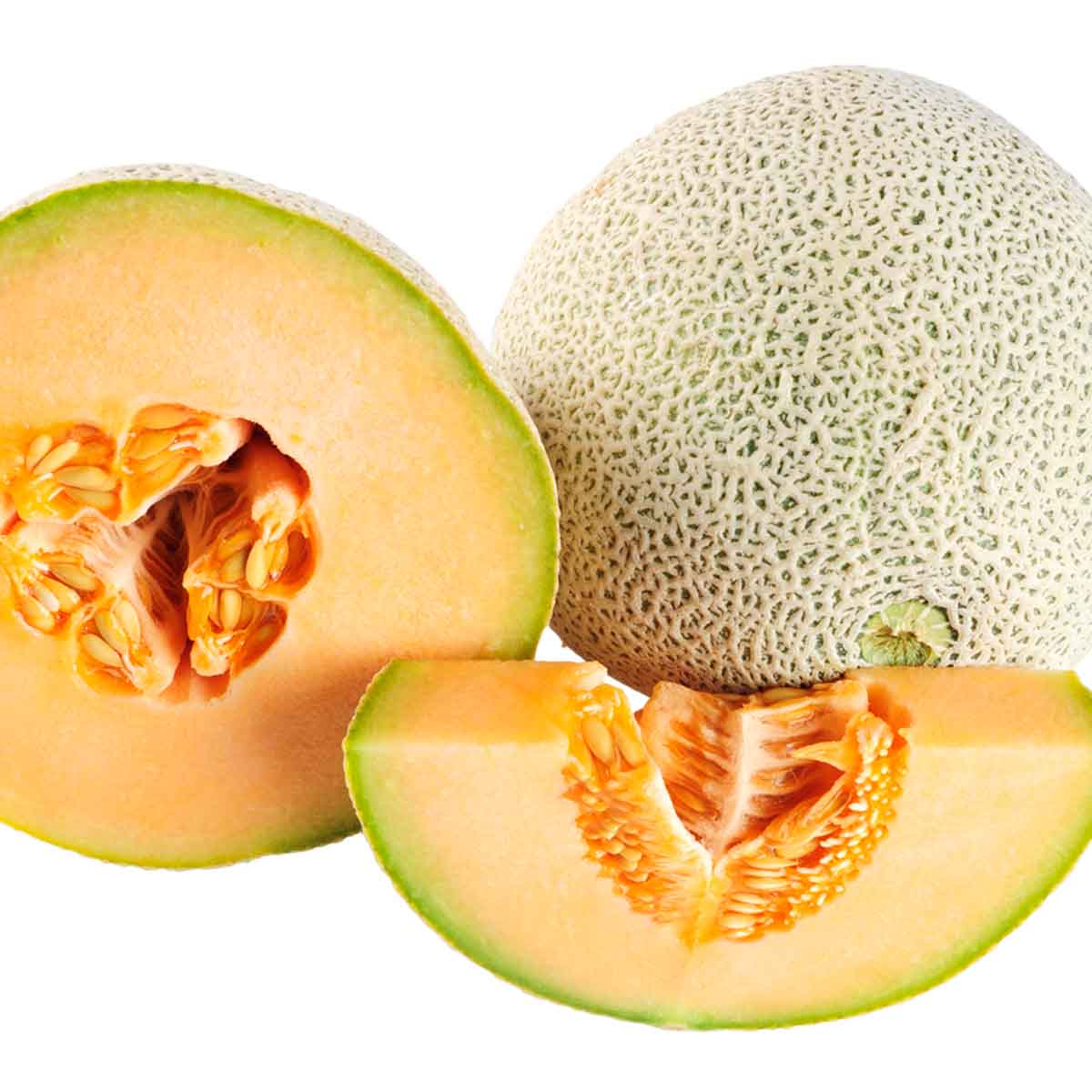 Sections of ripe cantaloupe.