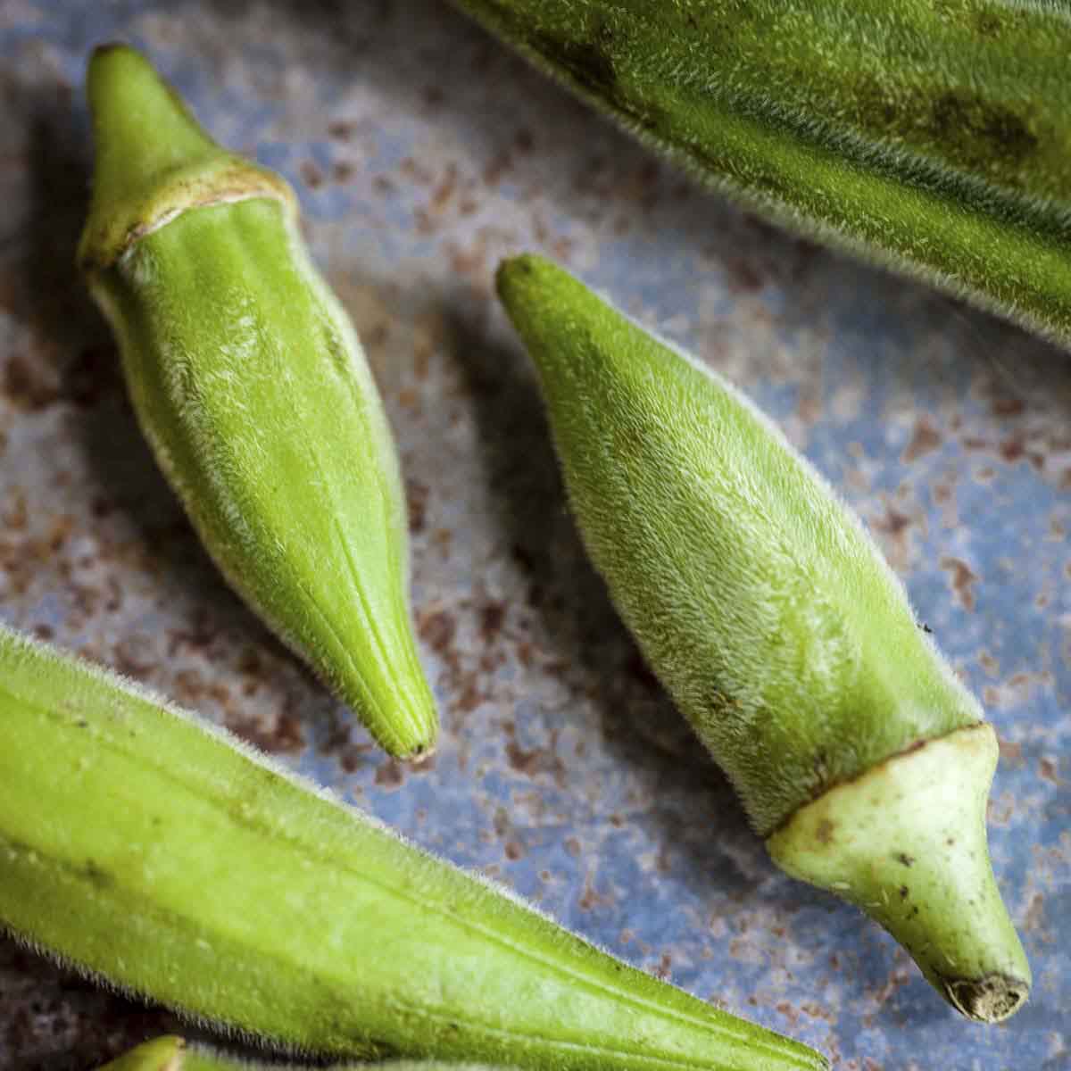 Okra placed on table.