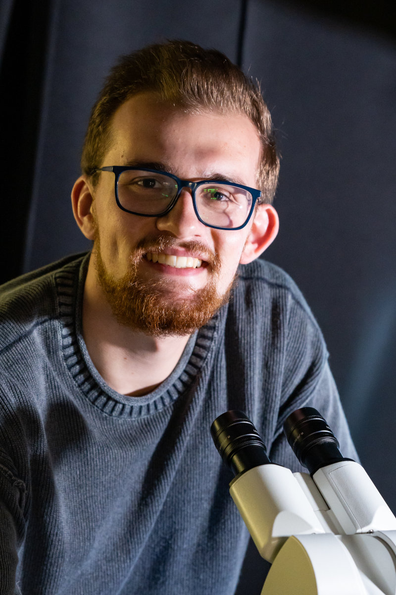 Bearded student wearing spectacles