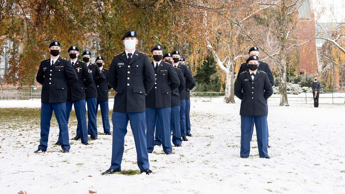 ROTC trainings on the Administration Lawn.