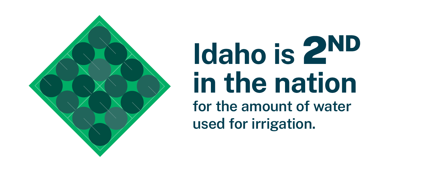Idaho is second in the nation for the amount of water used for irrigation.