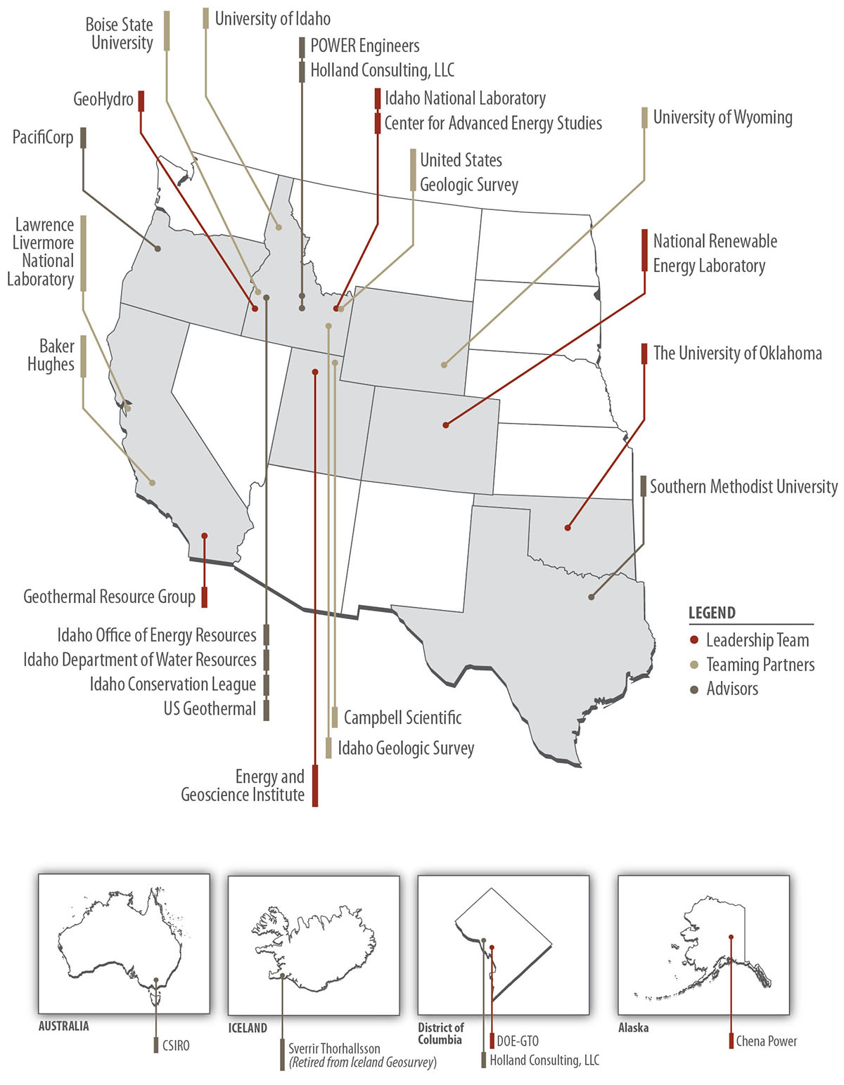 Map showing members of FORGE