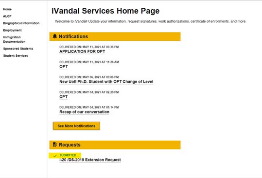 Screenshot of iVandal home page with notifications and requests.