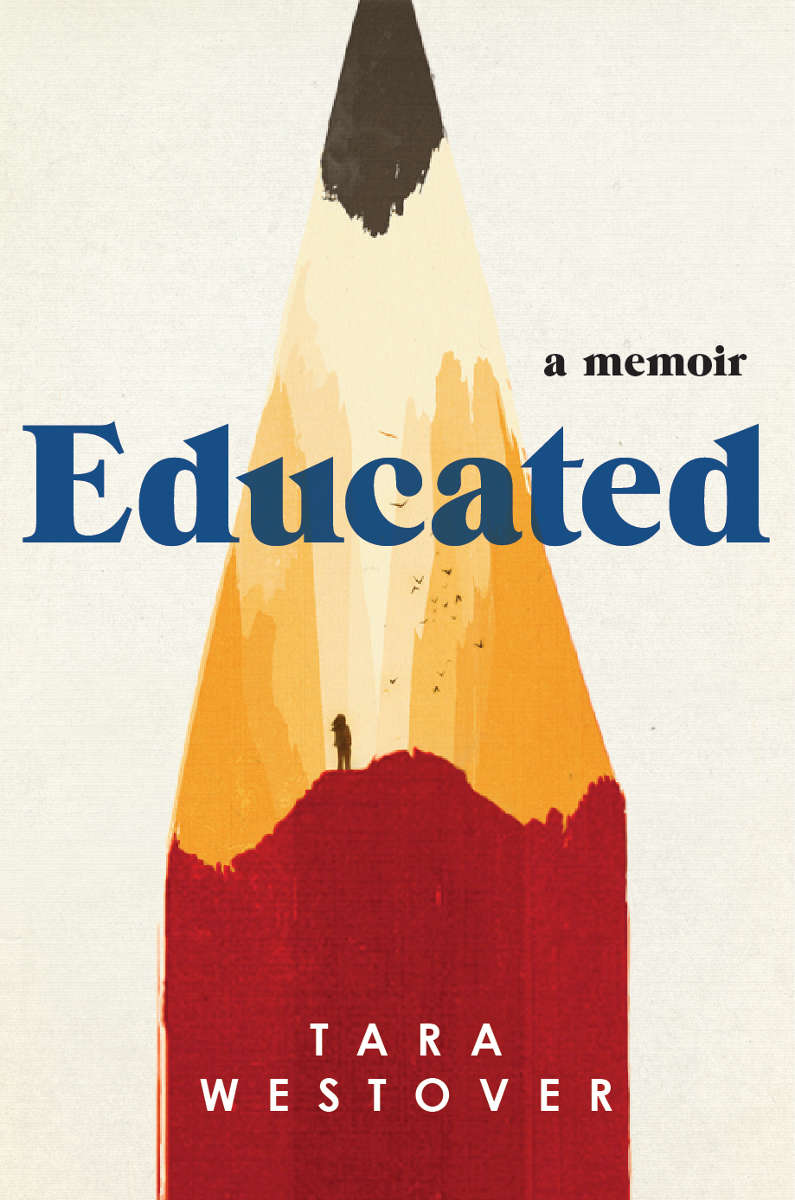 "Educated: a Memoir" book cover with pencil illustration