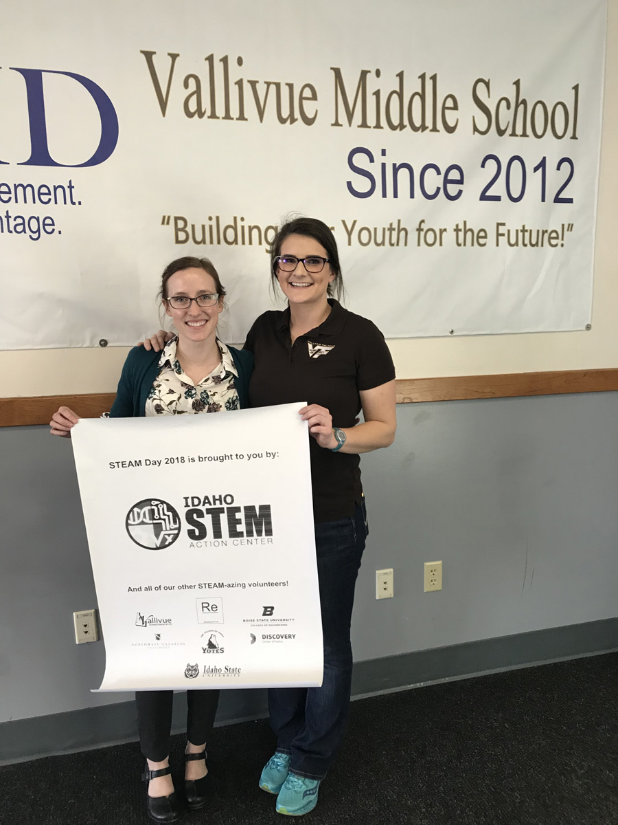 Joie Florence, left, and Haily Bull, Vallivue teacher and STEAM day coordinator
