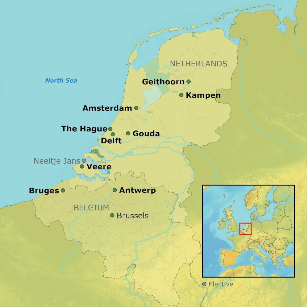 Map of Dutch Waterways destinations