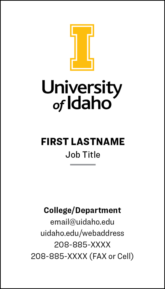 Business Cards - Brand Toolkit - University of Idaho Intended For Graduate Student Business Cards Template