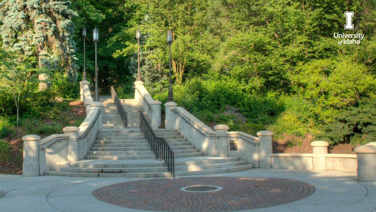 The stairs at the end of the University of Idaho's Hello Walk