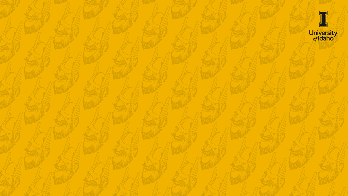 A pattern of Joe Vandal faces in gold
