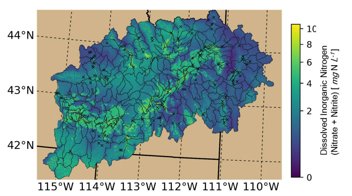 Graph showing levels of dissolved inorganic nitrogen in the area of study