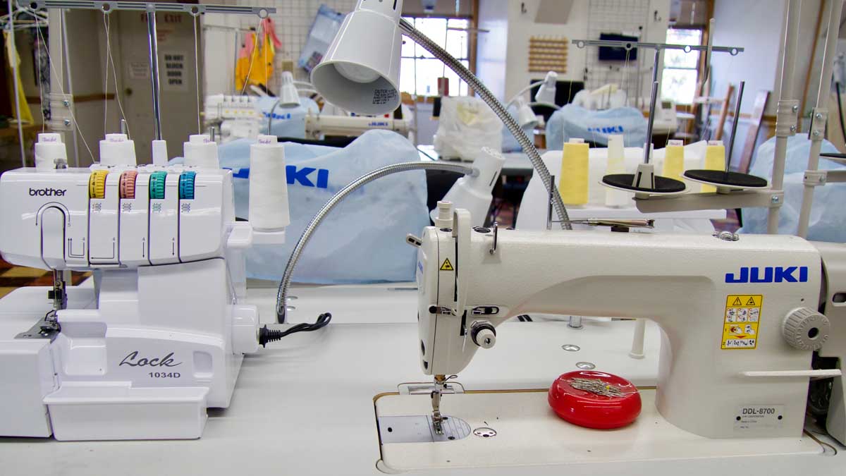 Our studio provides each student one industrial lockstitch sewing machine and one serger/overlock machine in studio courses.