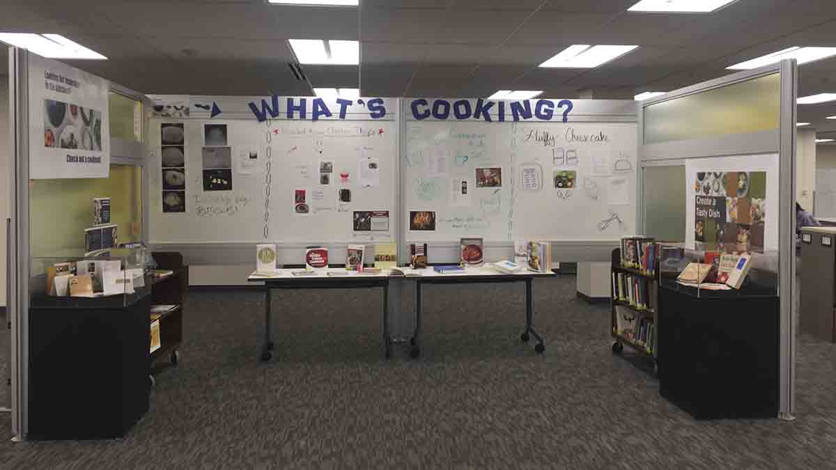 A cookbook display at the library