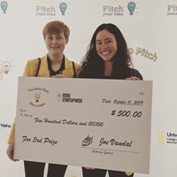 Students Morgan Morrisroe and Maggie Zee tied for third place in the Idaho Pitch Competition during Boise Startup Week for the “Ember Glove,” thin gloves that are heated without compromising dexterity and designed to eliminate bulk.