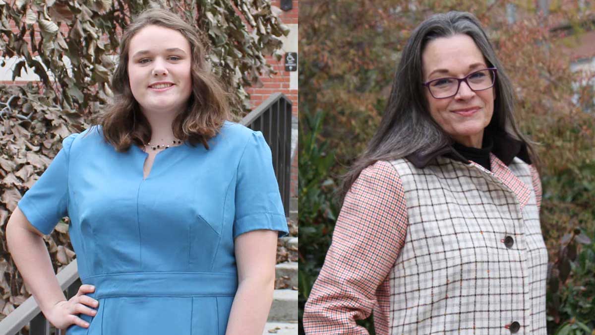 Kaylee Flodin, a sophomore majoring in apparel, textiles and design, won the senior division of the Idaho Make it With Wool contest and Debra Siemens, a senior majoring in apparel, textiles and design, won the adult division.