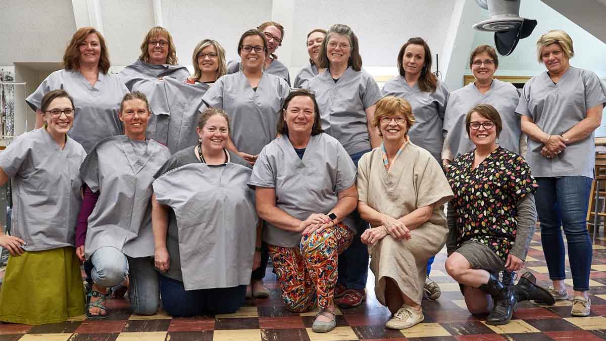 Group photo of faculty in apparel, textiles and design hosted 13 junior high and high school FCS teachers from Idaho and Montana for Textiles Base Camp in June 2019