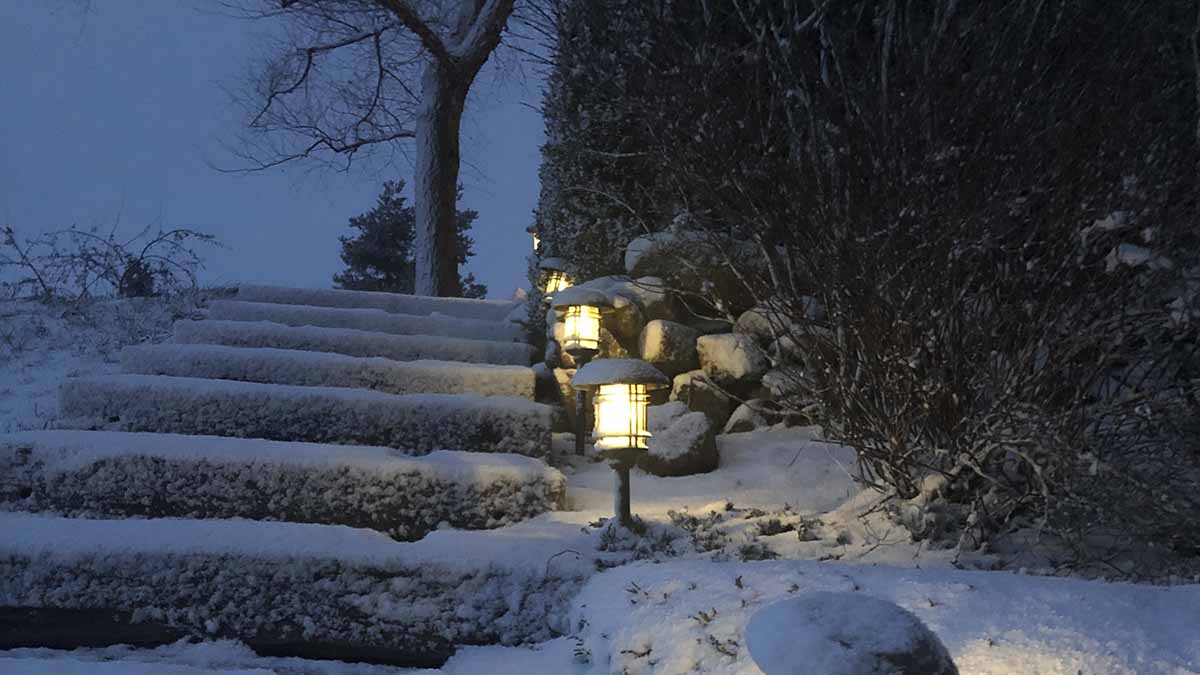 lightly snowy steps