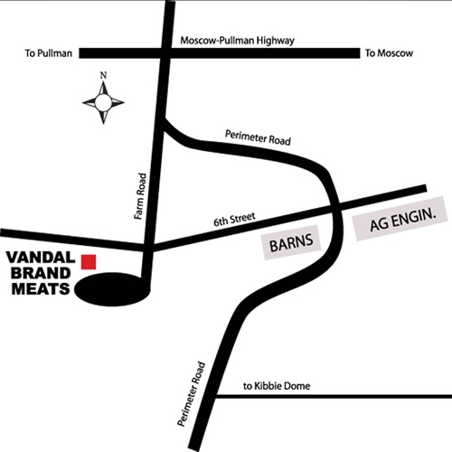 A map of how to get to Vandal Brand Meats