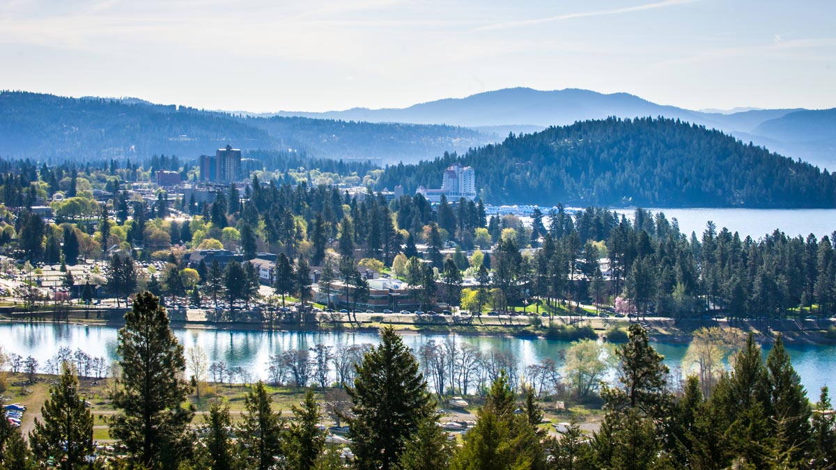 Coeur d'Alene lake and the city.