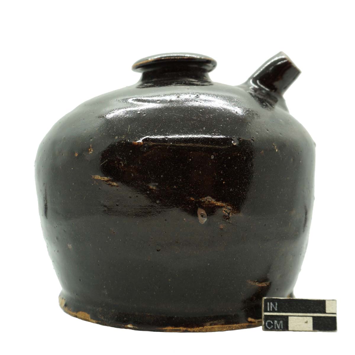 Spouted jar, Chinese brown-glazed stoneware.