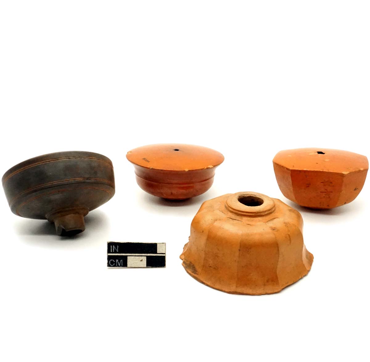 Opium pipe bowls, ceramic.