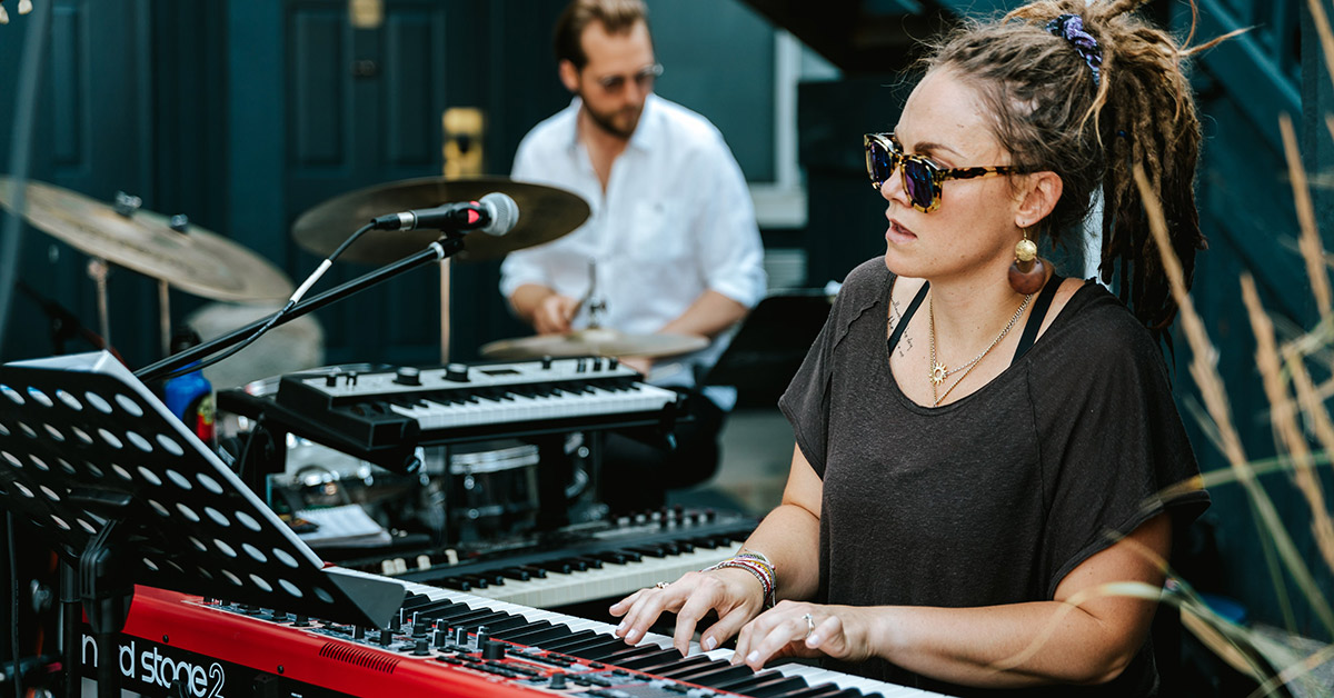 Kate Skinner at the keyboard