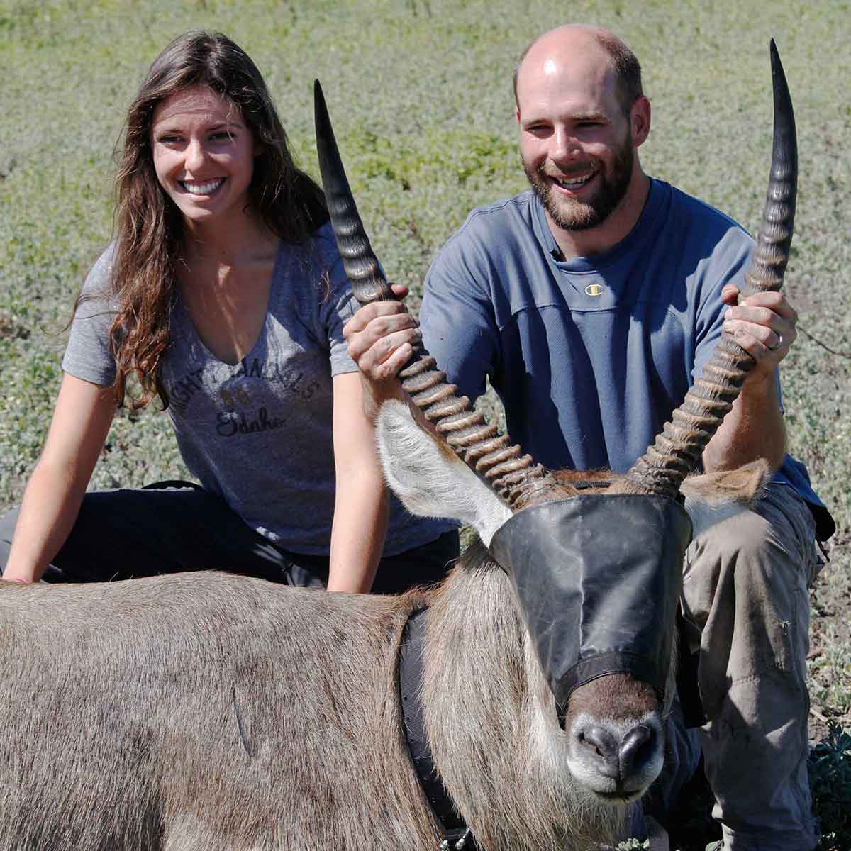 ryan long and savannah kollasch with a waterbuck