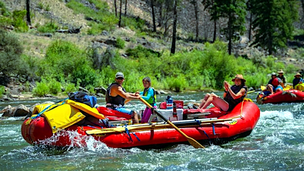 whitewater rafters on river
