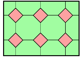 a pattern of floor tiles that consists of squares and regular octagons (all eight sides are the same length and all eight angles measure 135 degrees)