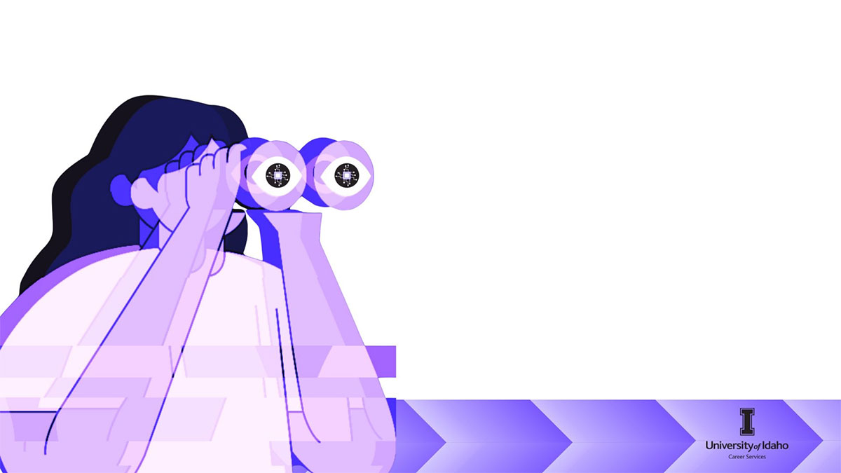 An animated character looking through binoculars.