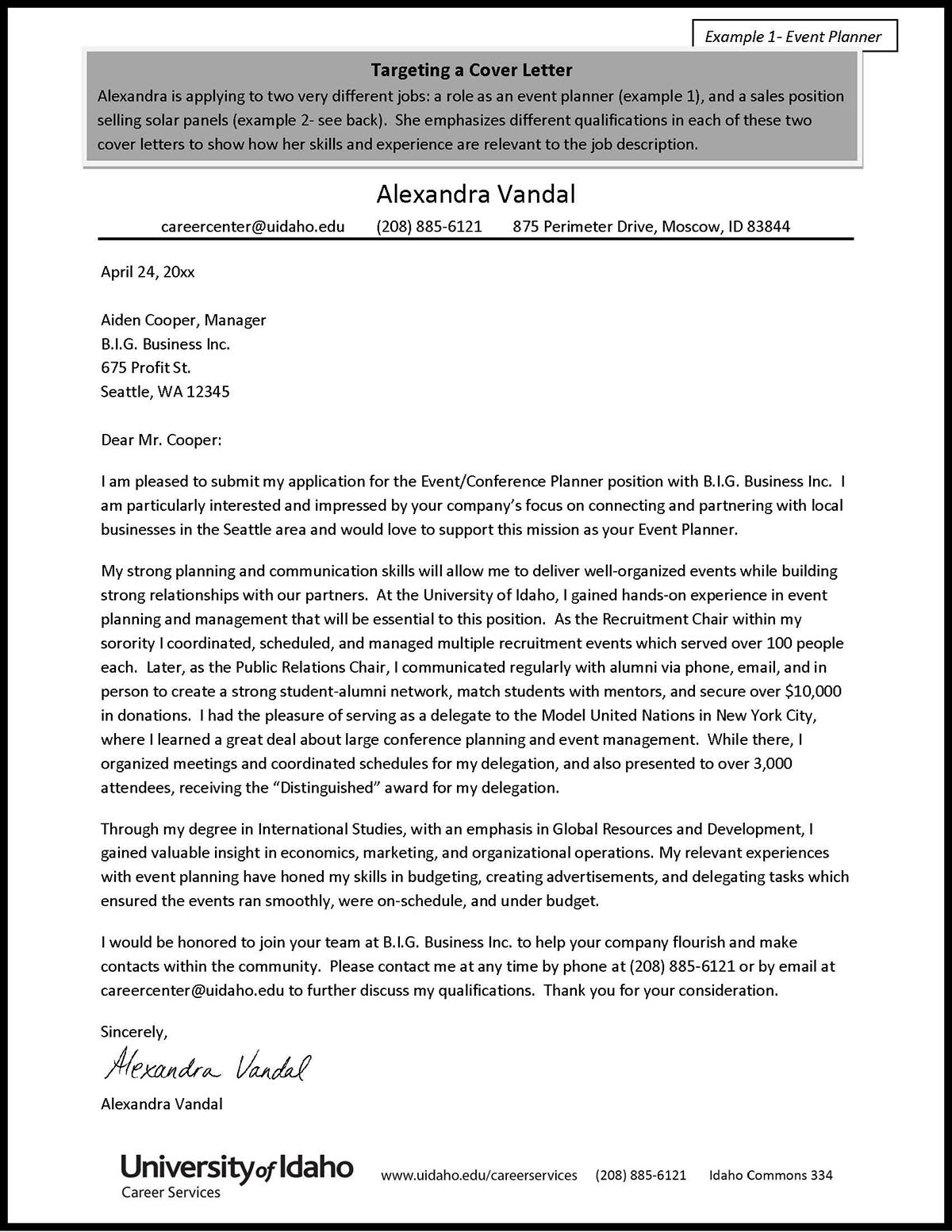 Targeting A Cover Letter Page 1