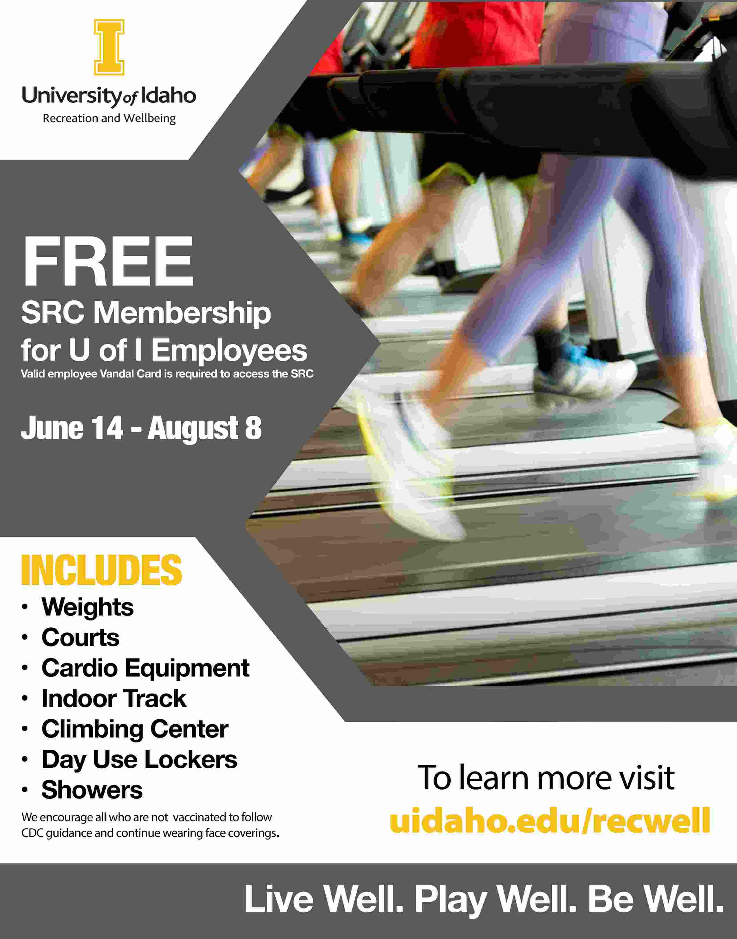 All U of I employees can enjoy free access to the Student Recreation Center June 14 - Aug. 8, 2021.