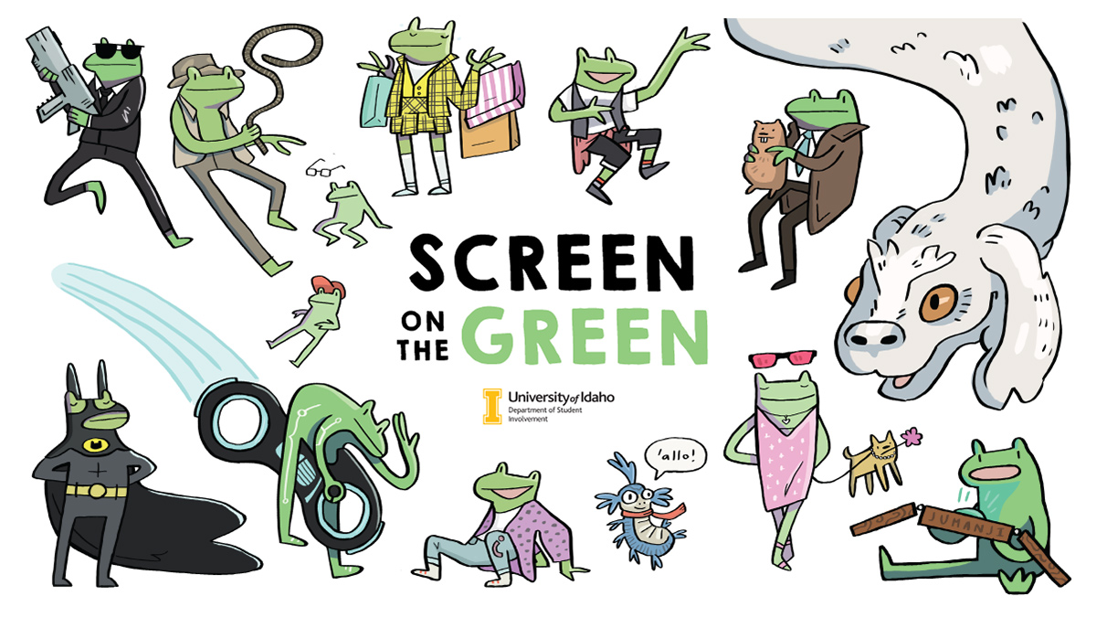 The stars of the 2023 Screen on the Green films depicted as cartoon frogs