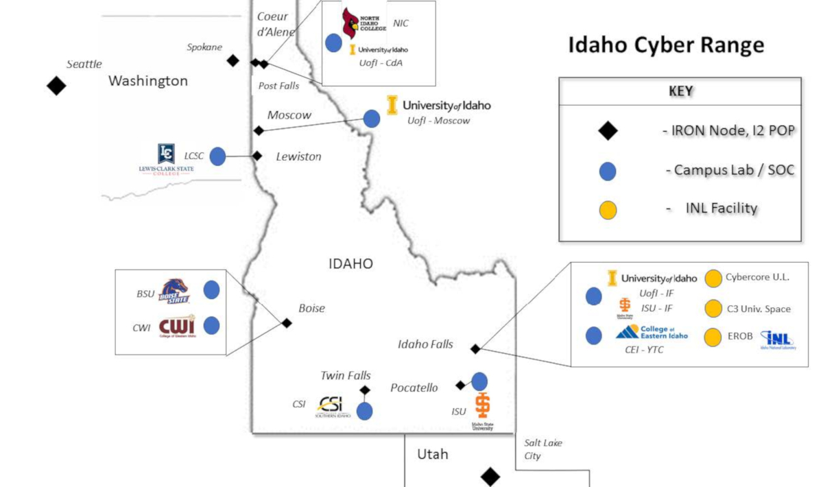 Map of Idaho Cyber Range