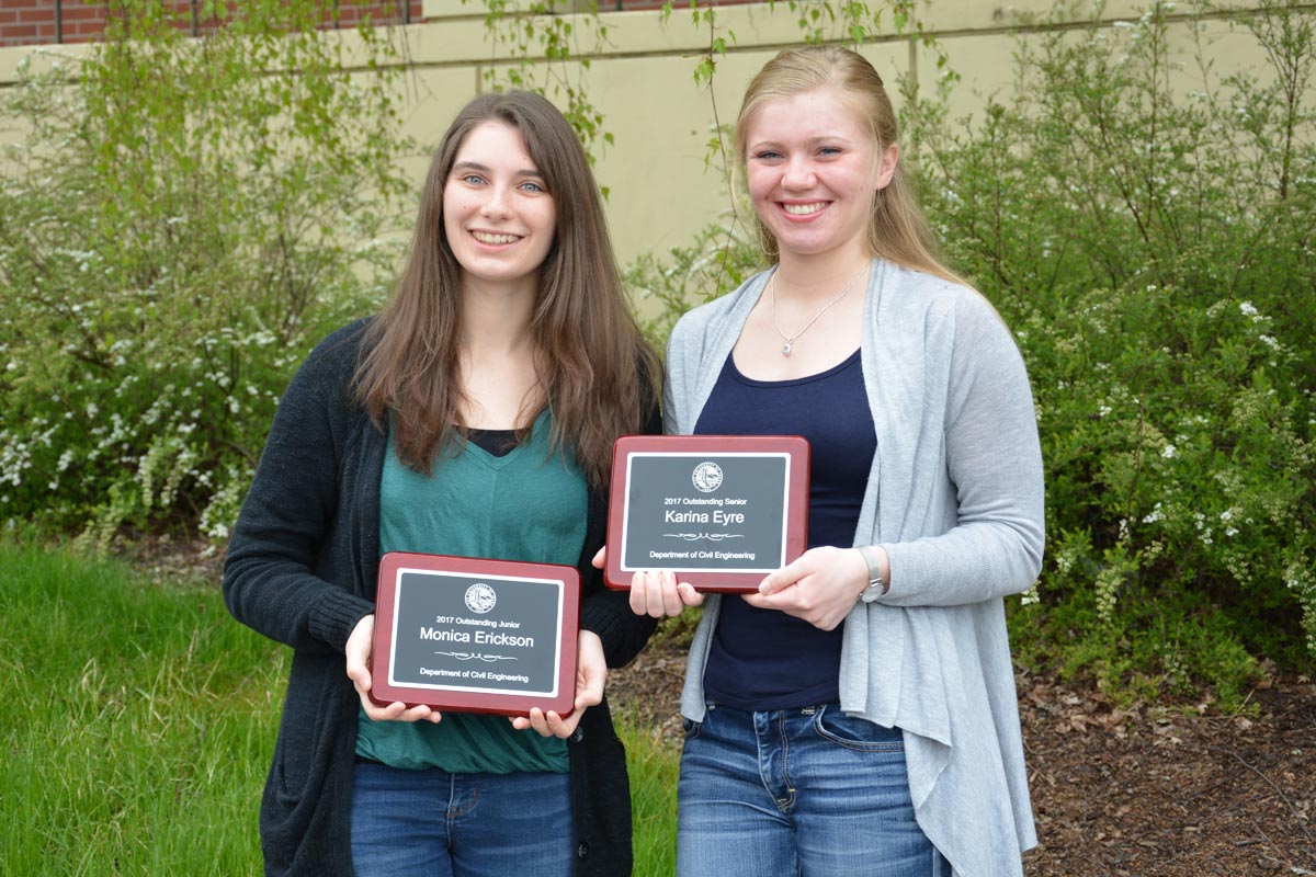 Monica Erickson, Outstanding Junior and Karina Eyre, Outstanding Senior