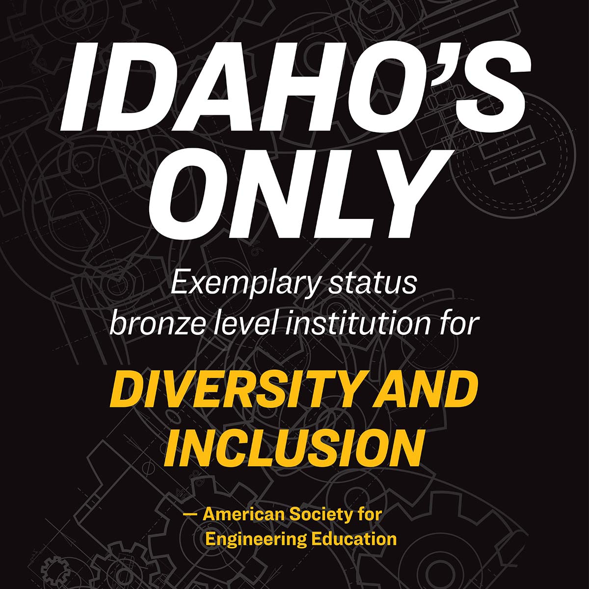 Idaho's only exemplary status bronze level institution for diversity and inclusion from the American Society for Engineering Education