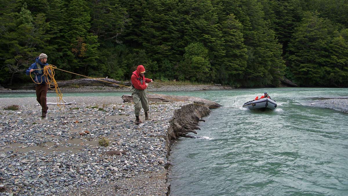 Challenges of working in a braided stream.