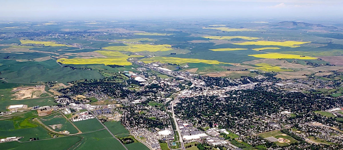 Aerial view of Moscow, Idaho