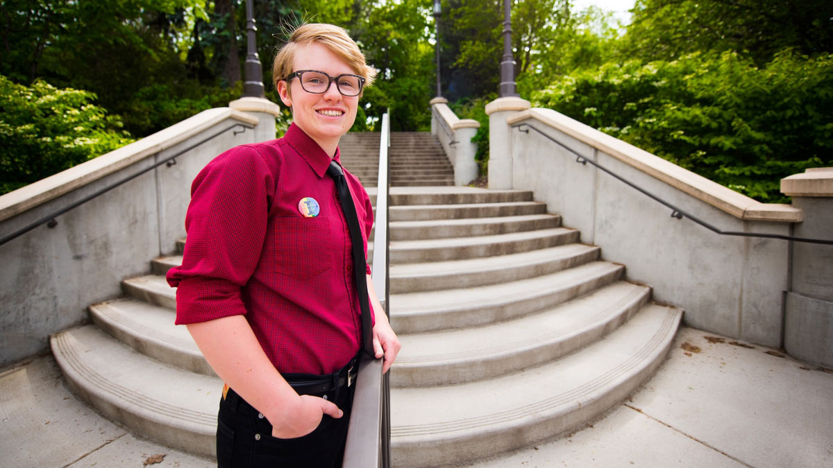 Michelle Shannon poses on the steps of the historic Hello Walk on the University of Idaho Moscow campus Michelle Shannon poses on the steps of the historic Hello Walk on the University of Idaho Moscow campus