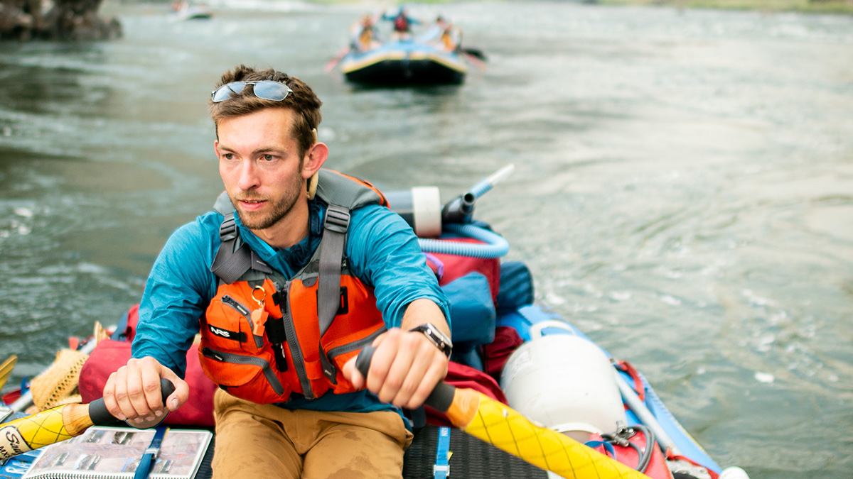 A Vandal rafts on the Snake River.