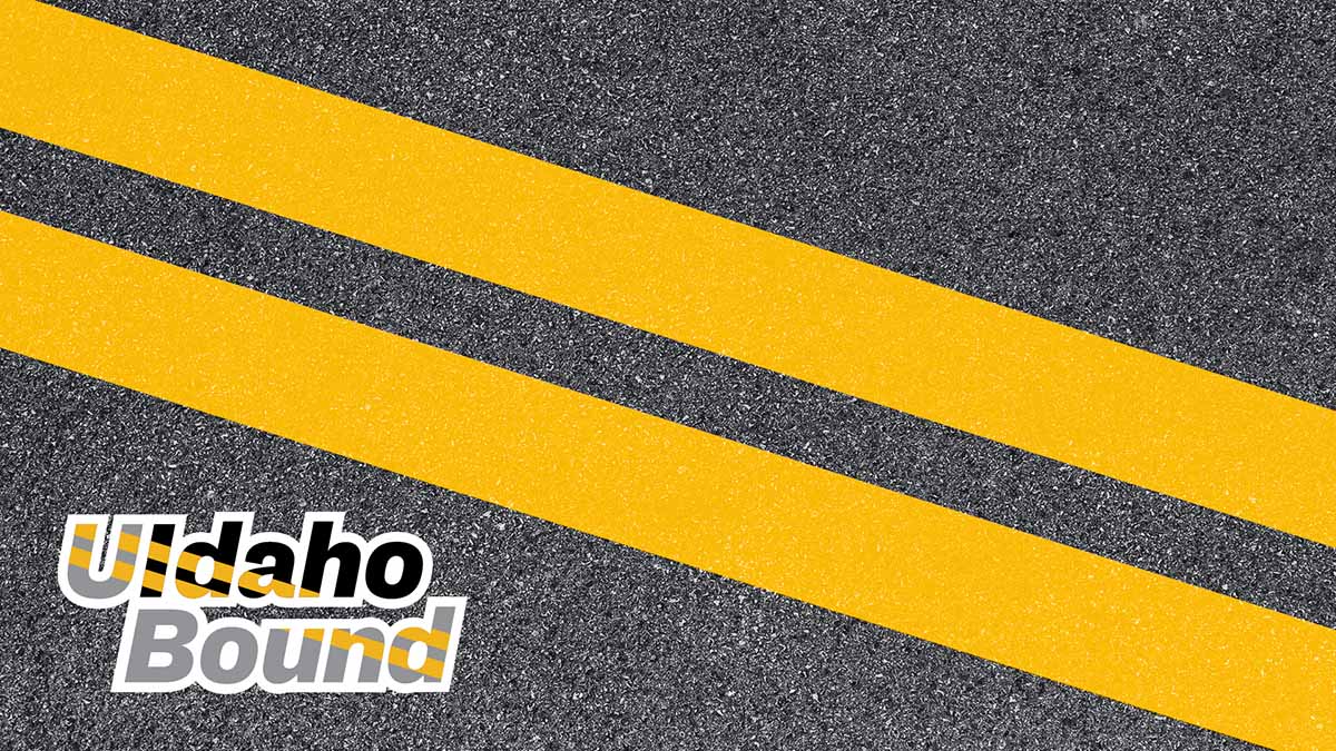 Asphalt texture background with words UIdaho Bound