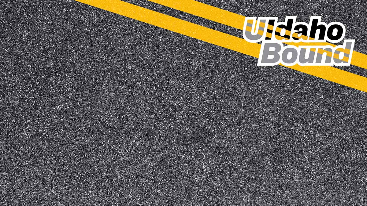 Asphalt texture background with words UIdaho Bound