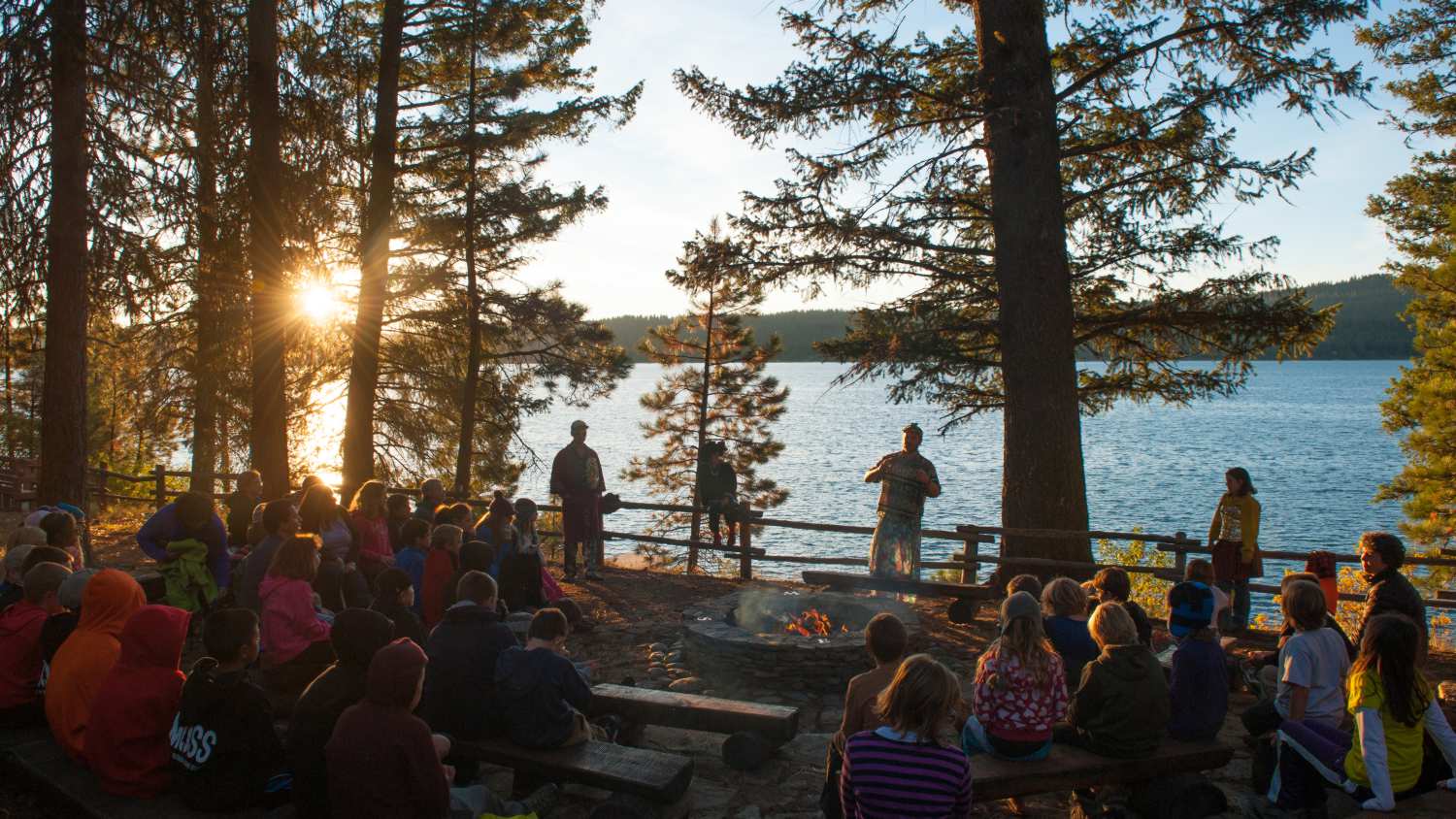 Outdoor classroom at sunset, MOSS. Outdoor classroom at sunset, MOSS.